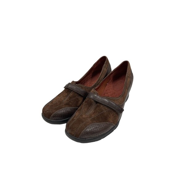 Casual Brown Suede Slip On Low Heel Walking Shoe Privo By Clark’s Size 8 - Picture 2 of 11